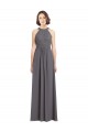 Beste Stormy Silver A-Linien Neckholder Chiffon Spitze Lange Brautjungfernkleider