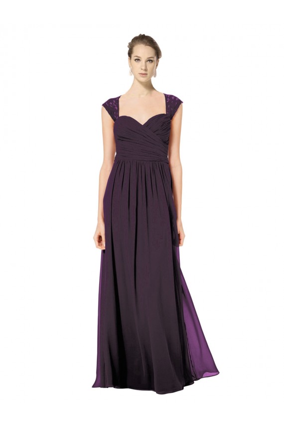 Beste Traube A-Linien Chiffon Spitze Lange Brautjungfernkleider