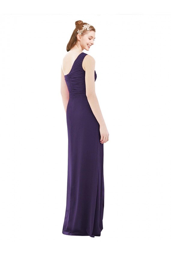 Beste Traube A-Linien Eine-Schulter Chiffon Lange Brautjungfernkleider