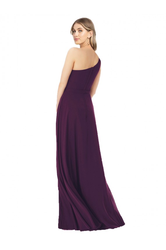 Beste Traube A-Linien Eine-Schulter Chiffon Lange Brautjungfernkleider