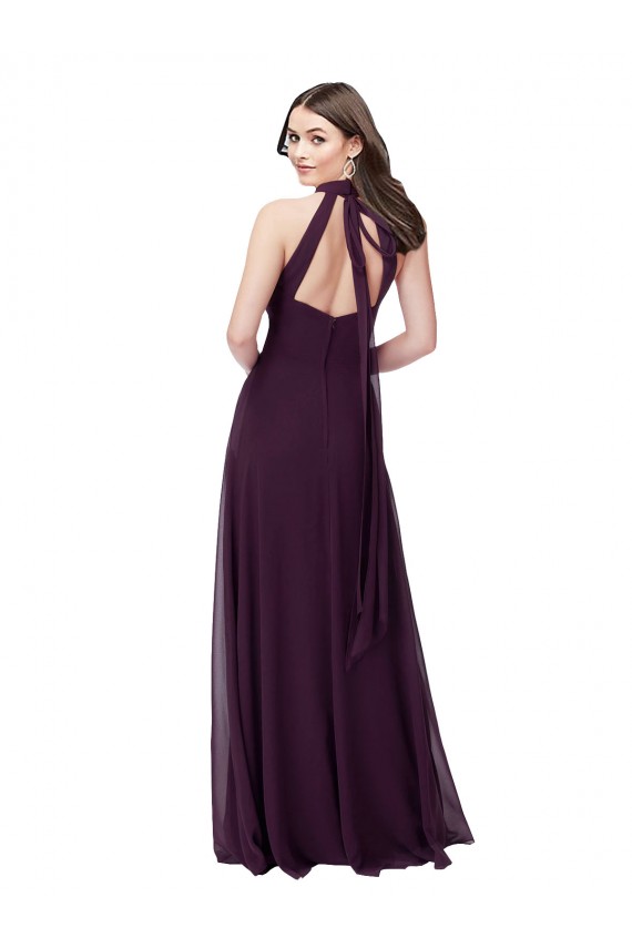 Beste Traube A-Linien Neckholder Stehkragen Ausschnitt Chiffon Lange Brautjungfernkleider