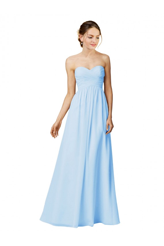 Beste Traube A-Linien Trägerlos Chiffon Lange Brautjungfernkleider