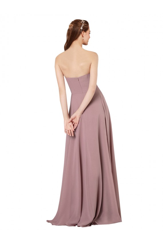 Beste Traube A-Linien Trägerlos Chiffon Lange Brautjungfernkleider