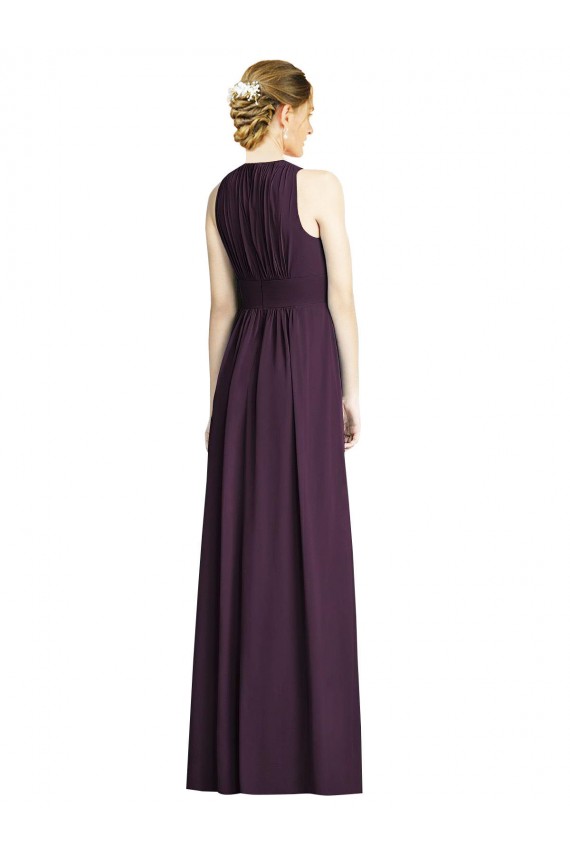 Beste Traube A-Linien V-Ausschnitt Chiffon Lange Brautjungfernkleider