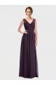 Beste Traube A-Linien V-Ausschnitt Chiffon Spitze Lange Brautjungfernkleider