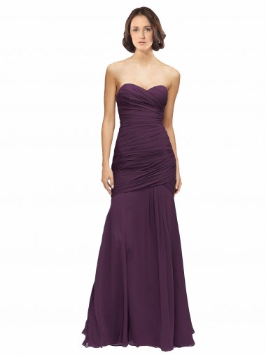 Beste Traube Meerjungfrau Chiffon Lange Brautjungfernkleider