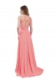 Beste Wassermelone A-Linien Neckholder Chiffon Lange Brautjungfernkleider