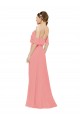 Beste Wassermelone A-Linien Off-Schulter Chiffon Lange Brautjungfernkleider
