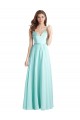 Beste Waterfall A-Linien V-Ausschnitt Chiffon Satin Lange Brautjungfernkleider