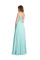 Beste Waterfall A-Linien V-Ausschnitt Chiffon Satin Lange Brautjungfernkleider