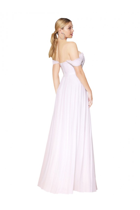 Beste Weiß A-Linien Off-Schulter Chiffon Lange Formale Brautjungfernkleider / Abendkleider / Abiballkleider