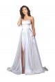Beste Weiß A-Linien Spaghetti-Träger Stretch-Satin Einfache Strand Brautkleider