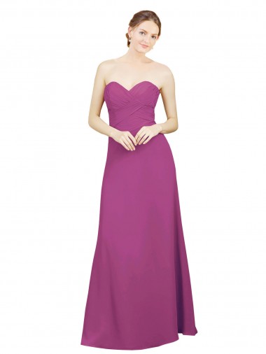 Beste Wilde Beere A-Linien Chiffon Lange Brautjungfernkleider