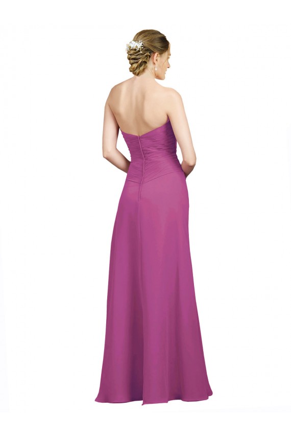 Beste Wilde Beere A-Linien Chiffon Lange Brautjungfernkleider