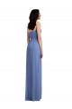 Beste Windsor Blau A-Linien Spaghetti-Träger Chiffon Lange Brautjungfernkleider