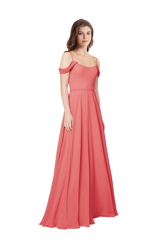 Beste Wüstenrose A-Linien Off-Schulter Chiffon Lange Brautjungfernkleider