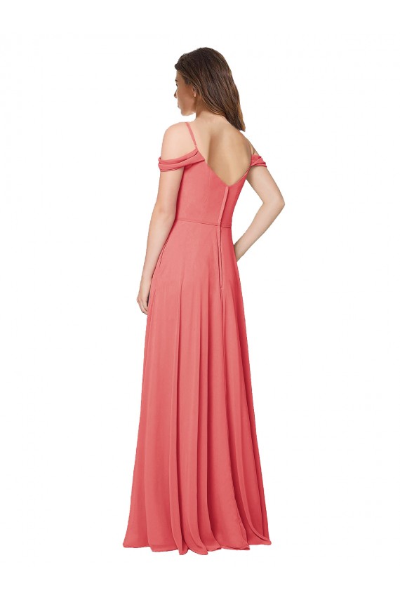 Beste Wüstenrose A-Linien Off-Schulter Chiffon Lange Brautjungfernkleider